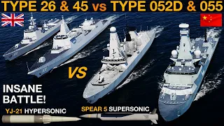 UK Type 26 Frigate & Type 45 Destroyer vs China Type 055 & 052D Destroyers (Naval Battle 100) | DCS