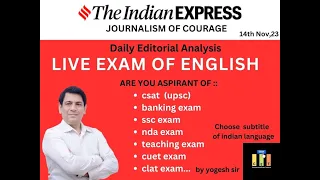 indian express editorial Live CSAT | banking | ssc exam of English