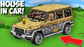 Who BUILD A BIGGEST HOUSE INSIDE CAR in Minecraft ! NEW HUGE VILLAGERS HOUSE !