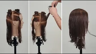 Long Layered Bob Haircut for women Full Tutorial | Tutorial de corte de pelo largo Bob