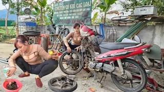 Genius girl restores severely damaged motorbike.