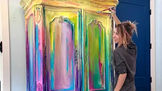 Encanto themed armoire for my twins! #encanto #viralart #rainbow #colorfulart #artprocess