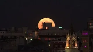 Supermoon rises over Madrid