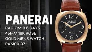 Panerai Radiomir 8 Days 45mm 18k Rose Gold Mens Watch PAM00197 | SwissWatchExpo