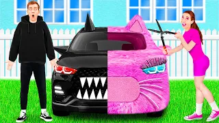 Mobil Merah Muda vs Mobil Hitam Tantangan | Tantangan Gila PaRaRa Challenge