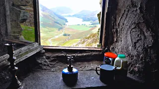 This window has the best view in The Lake District - Cooking up a coffee at the bothy