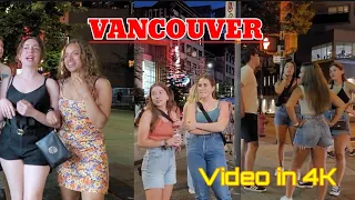 Downtown Vancouver Nightcore, 4k Walking Tour,  Granville Street Clubs and Pubs