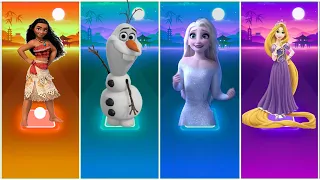 !! Moana Princess 🆚 Olaf Frozen 🆚 Elsa Frozen 😍🆚 Tangled Rapunzel !! Tiles Hop EDM Rush !!