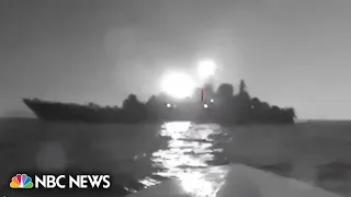 Video shows Ukrainian sea drone striking Russian warship