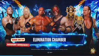 WWE2K24 - ELIMINATION CHAMBER  THE ROCK VS BROCK LESNAR VS GOLBERG VS KANE VS TRIPLE H VS UNDERTAKER