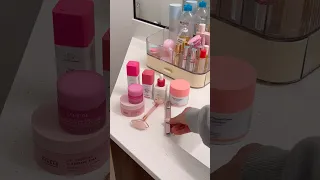 PINK SKINCARE ROUTINE 🩷✨ #aesthetic #skincare #asmr #asmrsounds #preppy