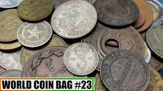 BETTER Silver (3 Coins) & CHUNKY Rare Copper Uncovered Searching Half Pound Of World Coins - Bag #23