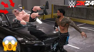 Jey Uso Destroys Brock Lesnar at Backstage - WWE 2K24