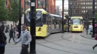 Manchester Metrolink M5000 3025+3029 At Manchester Piccadilly Gardens On The 05/10/2013