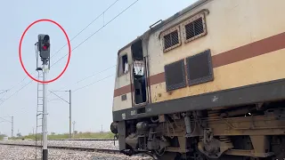 Train Passing RED SIGNAL | Continuous HONKING | Coimbatore Express | Indian Railways