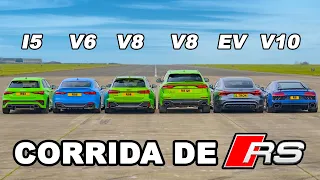 Audi R8 vs RS e-tron GT vs RS3 vs RS6 vs RSQ8 vs RS5: CORRIDA DE ARRANCADA