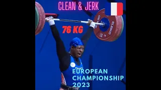 EUROPEAN CHAMPIONSHIP 2023 WOMEN  76 kg clean and jerk #france 🏅