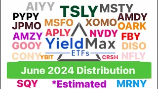 YieldMax June 2024 Distribution Estimates (CONY, TSLY, MSTY, AMZY, YBIT, AMDY, NVDY, CRSH, & more)