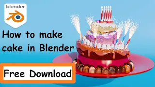 How to make a cute cake - Blender 3d tutorial for beginner (FREE DOWNLOAD)