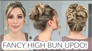 HOW TO: FANCY, ELEGANT, HIGH BUN UPDO ANYONE CAN DO! (I promise!) Medium & Long Hair Tutorial