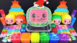 Cocomelon Christmas Slime Mixing Random Cute, shiny things into slime #ASMR #slimevideos #크리스마스슬라임