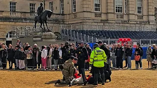 KING'S GUARD IS THROWN TO THE GROUND AND HORSES ESCAPE. An extraordinary morning at Horse Guards!