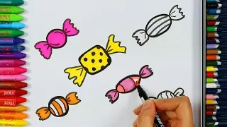 Как рисовать конфеты 🍬 | Конфеты | Раскраски | Как рисовать и окрашивать детей