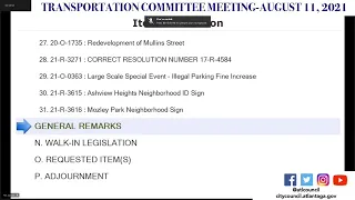 #Atlanta City Council #Transportation Committee Meeting: August 11, 2021 #atlpol