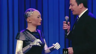 AI ROBOT SOPHIA DUET SINGING WITH JIMMY FALLON - MOST SCARY VOICE!😀#viral #video #roblox #ai #gaming