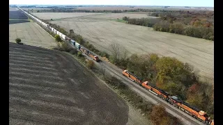Part 2: High Speed Railroad Action Above BNSF's Chillicothe Subdivision (Drone Video)