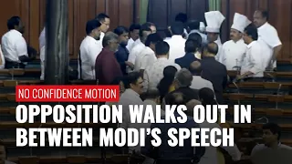 Opposition MPs Walk Out Of Lok Sabha As PM Modi Speaks On 'No Confidence Motion'