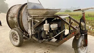 Restoration of self propelled concrete mixer | Restore and repair rusty old concrete mixing system