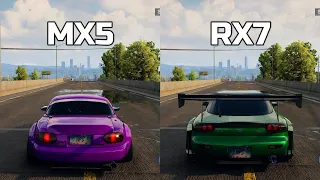 NFS Unbound: Mazda MX5 vs Mazda RX7 - WHICH IS FASTEST (Drag Race)