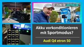 Ob das funktioniert? Akku im Audi Q4 etron 50 vorheizen durch den Einschalten des Dynamik Modus?