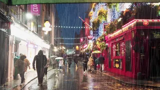 Dublin [4K] Stormy Heavy Rain Walk |Aug. 2023 |Dublin, Ireland | ASMR Rain sounds for sleeping