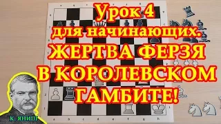 Шахматы для начинающих 4: Жертва ферзя! в Королевском гамбите.