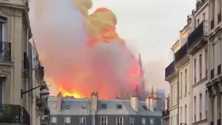 Fire Fire burns at famous Notre Dame Cathedral in Paris