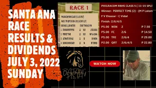 PRCI RACE RESULT AND DIVIDENDS OF BATANG PISTA /JULY 3, 2022 /  SUNDAY/ SANTA ANA PARK