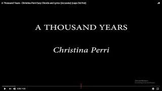 A Thousand Years - Christina Perri Easy Chords and Lyrics (Accurate) (capo 3rd fret)