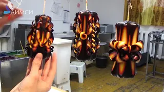 Carved handmade candles. Make three candles handmade immediately. How to make carved candles.