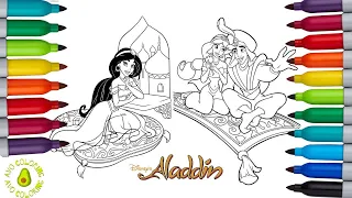 Disney Aladdin & Princess Jasmine Coloring Book Page