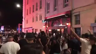 Marseille fans celebrate Bayern Munich win over PSG