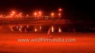 Illuminated ghats of Triveni Sangam during Kumbh Mela : Allahabad