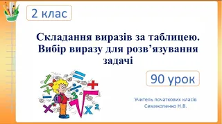 Складання виразів за таблицею. Вибір виразу для розв’язування задачі. 2 клас. Семикопенко Н.В.