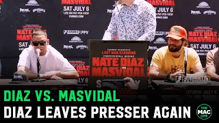 Nate Diaz leaves presser again: “I’m sick of looking at this motherf****r, I’ll choke you b****”