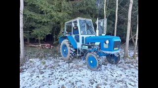 Zetor 4011 a vlek 5t - Práce v lese/přibližování a odvoz dřeva/zapadnutí v bahně