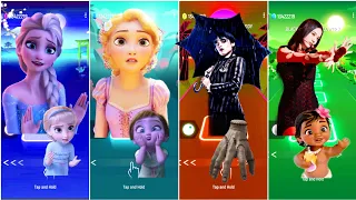 Let It Go Elsa 🆚 Anna Into The Unknown 🆚 Wednesday Bloody Mary 🆚 Jisoo Flower Enemy | Tiles Hop Song