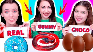 ASMR Real Food VS Jelly Food VS Chocolate Food Mukbang Challenge