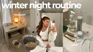 6pm winter NIGHT ROUTINE ALONE 🧸❄️ self care, skincare grwm, cooking dinner + winter shopping!