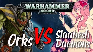 Slaanesh Vs Orks Rapid Fire Warhammer 40k Battle Report!